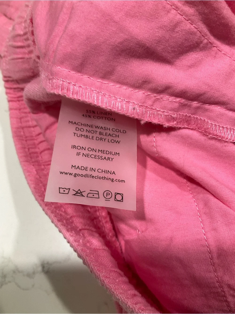 Goodlife Linen Blend Drawstring Shorts Pink Men’s Large NWT Resort Coastal